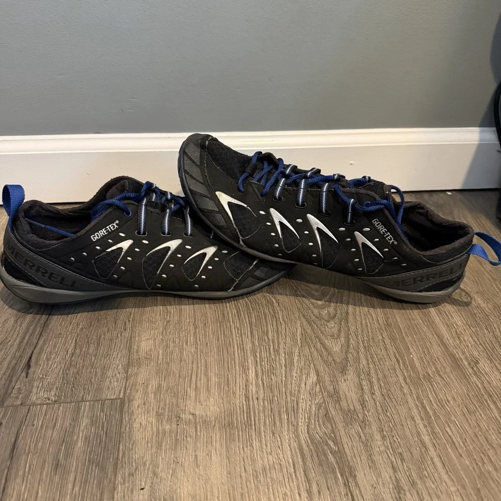 Merrell Mens Barefoot Shoes GORE-TEX Embark Glove Black Olympia Blue Size 12